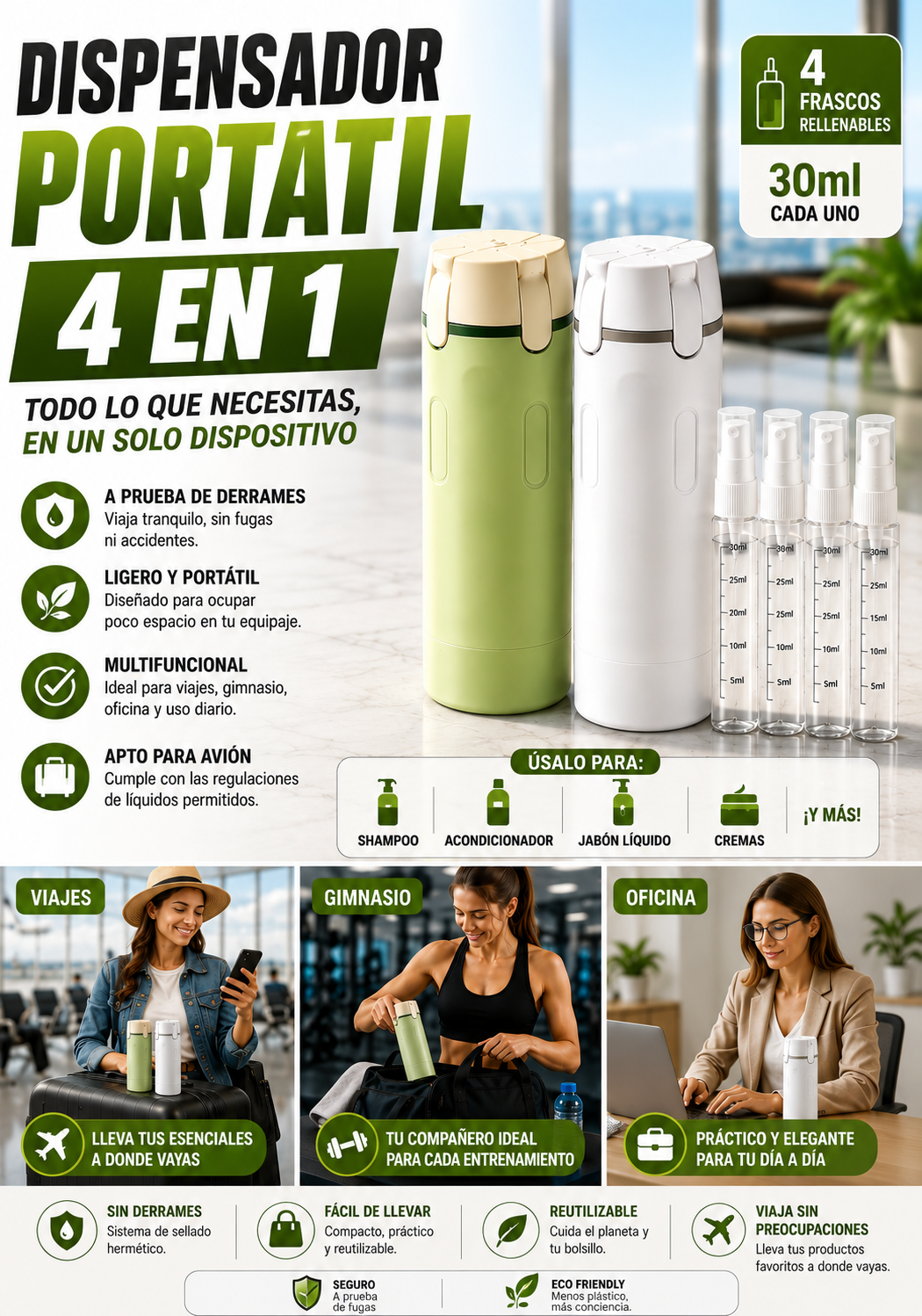 Dispensador Portátil 4 en 1