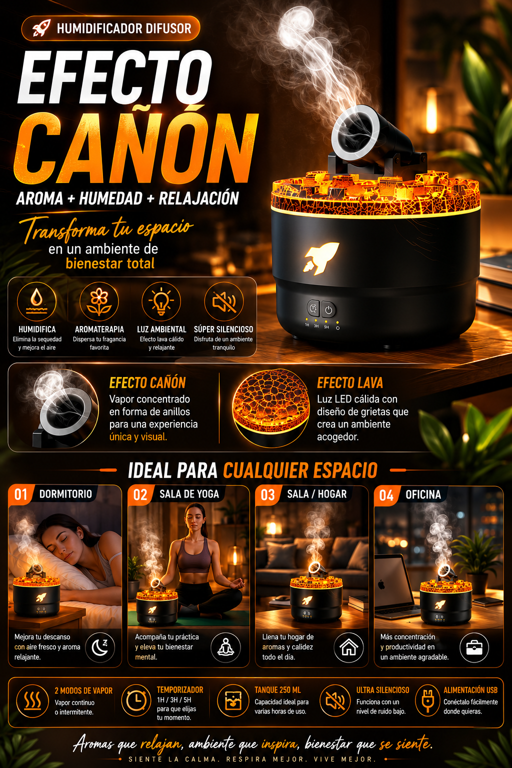 Humidificador Aromático Tipo Cañón