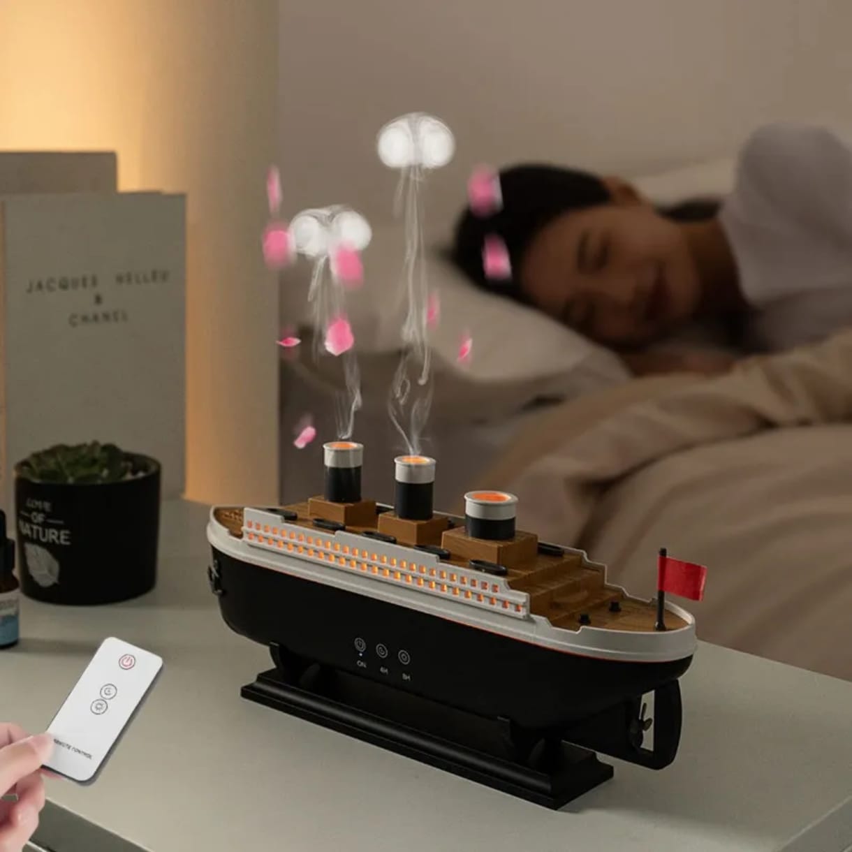 Barco Humidificador Difusor con Luces LED y Aromaterapia